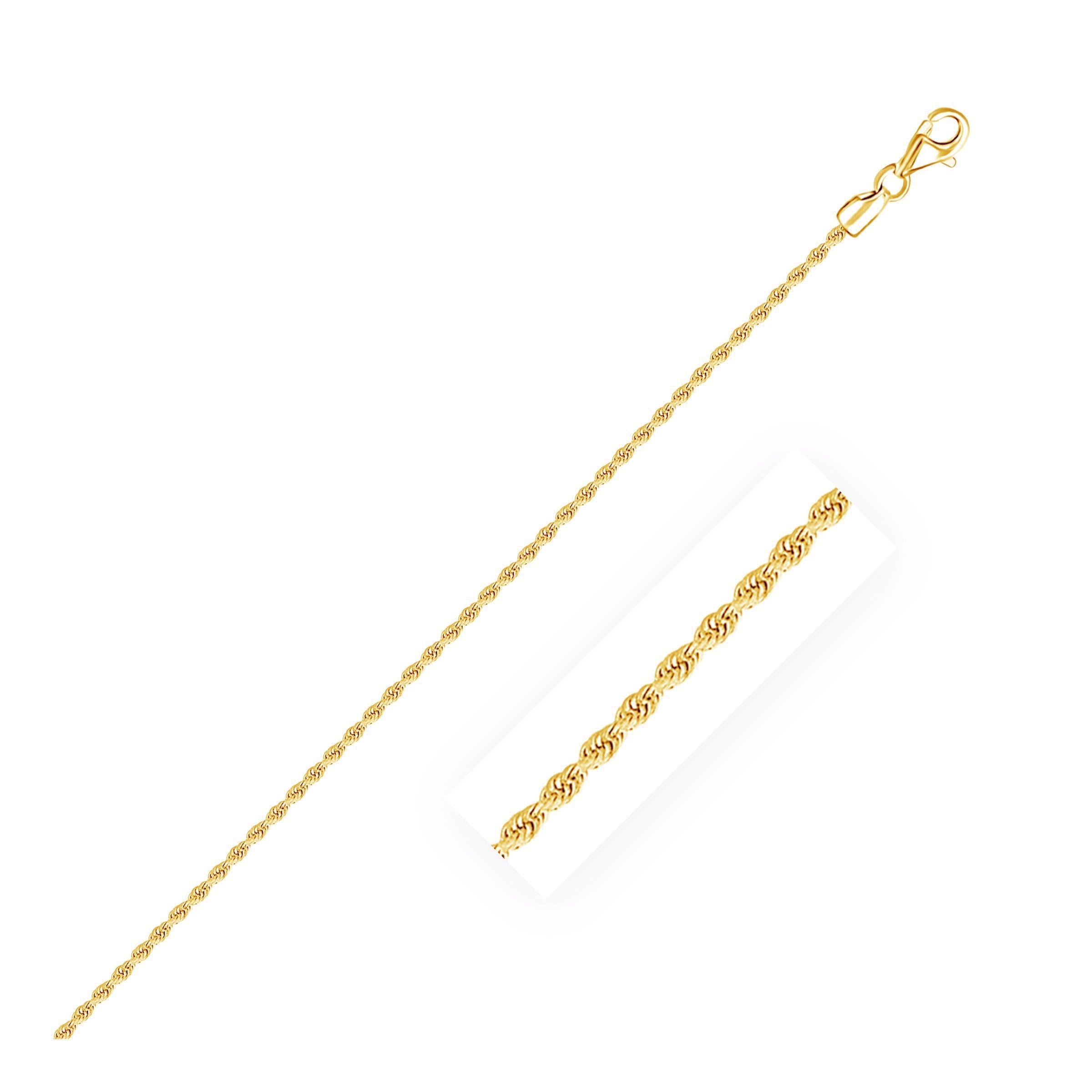 10k Yellow Gold Solid Diamond Cut Rope Chain (1.80 mm) in a sleek high-contrast midnight luxury editorial style